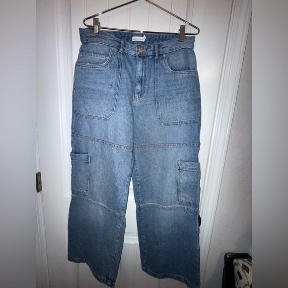 Avec Les Filles Blue Flare Wide Leg Cargo Jeans - Picture 5 of 13